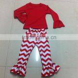 Wholesale Children's Boutique Clothing Red Chevron Long Sleeve Girls Christmas Outfits thumbnail-1