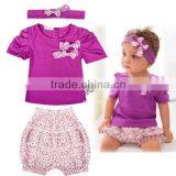 New Fashion Baby Girls Summer Clothing Set Infant Cotton Short Tops T-shirt+ Pants+ Headband Suit 0-3 Years 19872 thumbnail-1