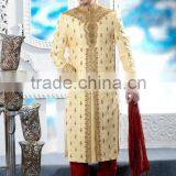 Gold Brocaded Fabrics Elegent Sherwanis thumbnail-1