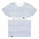 Fashion Design Bule Stripe Confortable Cotton T-shirt thumbnail-1