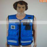 Apparel waistcoats hi vis blue luminous vests with pockets