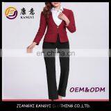 New Arrival Wine Color Formal Lady Long Pant Suits thumbnail-1
