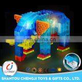 132 PCS Kids Blocks Cartoon Glowing Light Cute Plastic Baby Elephant Toys