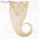 Clip in Natural Human Hair Extensions Full Cuticle Remy Hairs Full Hair End thumbnail-1