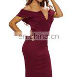 High Quality Women Sexy Off Shoulder V Neck Casual Dress Women Elegant Bodycon Pencil Summer Dress thumbnail-5