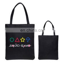 Factory high quality custom print squid game tote bag eco friendly natural cotton canvas bag with handle