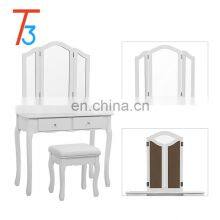 High Quality Bedroom Wooden Cheap Makeup Dressing Table, White thumbnail-3