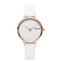 WHITE AND ROSE GOLD WOMEN'S WATCH WITH WHITE LEATHER STRAP MANUFACTURER thumbnail-1