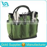 Multi Pocket Garden Tool Bag Heavy Duty Green Polyester Garden Tool Tote Bag