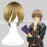 High Quality 35cm Short Straight Gin Tama-Okita Sougo Blond Synthetic Anime Wig Cosplay Costume Hair Wig Party Wig thumbnail-1