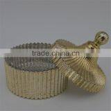Mercury Gold Ribbed Fluted Glass Jar With Lid / Crystal Glass Candy Jar /Hand Pressed Quality Choice thumbnail-4