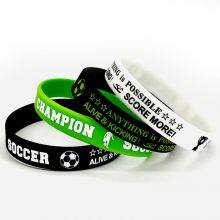 Factory Price in Stock Football Match Striped Design As a Set Printed Champion Big Stretch Soccer Sport Silicone Bracelet thumbnail-2