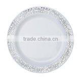 6'' Round Disposable Plastic Plate With Gold and Silver Rim thumbnail-2