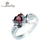 925 Sterling Silver Ring With Red CZ Stones thumbnail-1