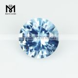 Wholesale Shining Round Diamond Cut Crystal Light Blue Nano Gemstone