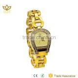 Kasi brand gold watchband smartwatch round diamond shape stainless steel quartz watch 8109