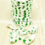 Wholesale Print Clover Fold Over Elastic Hair Tie ,5/8'' FOE Headband Hairbands,50yards in Spool thumbnail-1