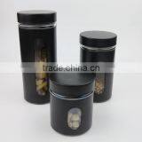 Black Colored Iron Covered Glass Storage Jar With Metal Screw Lid thumbnail-2