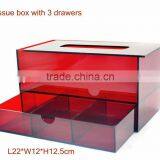 3 Lattice Drawer Red Acrylic Tissue Box