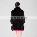 Wholesale Long Black Leisure Mink Women Winter Fur Coat thumbnail-2