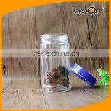 300ml PET Clear Plastic Medicinal Herbs Bottle With Blue Screw Lids thumbnail-5