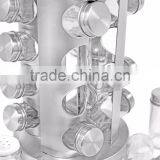12 Jars Glass Condiment Kitchen Set Stainless Steel Revolving Spice Rack Set thumbnail-5