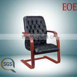 Rustic Office Chairs Leather Wooden Frame Meeting Room Chair thumbnail-1