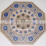 Marble Inlay Dining Table Top Antique Pietra Dura Art Dining Table Top thumbnail-1