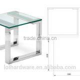 Polished Stainless Steel With Glass Top Side Table thumbnail-2