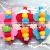 New Premium Colorful Polyester Barrette Felt Hair Clip in Three Pompon Bees Pattern for Newborn Toddler Hair Accessories Set thumbnail-2