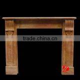 Yellow Hand Carved Marble Square Fireplace Mantel thumbnail-1