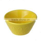 5"yellow Color Custom Embossment Ceramic Salad Bowl thumbnail-1