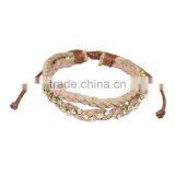 Rhinestone Chain Suede Leather Braided Layered Bracelet Double Strand Velvet Leather Handwoven Bracelet thumbnail-2