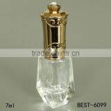 7ml Clear Glass Nail Polish Bottle With Gold Diamond Brush Cap, Wholesale Bottles of Nail Polish thumbnail-1