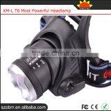 Zoom OEM XM-L T6 Led Head Torch Light Lamp Most Powerful Headlamp With Free Bicycle Clip thumbnail-6
