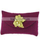 Best Selling Eco-friendly Leaves Decorated Handmade Felt Purse thumbnail-2