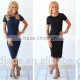 New Fashion Woman Dress Summer Basic Midi Jersey Dresses Slim Bodycon Workwear thumbnail-1