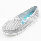 Brand Canvas Shoe White Stripe Lady Loafer Shoes China Factory Stock Cheap Selling thumbnail-1