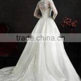 Elegant High Neck Muslim Lace Long Sleeve off White Wedding Dress thumbnail-2