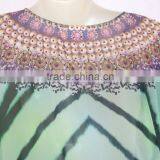 DIGITAL Print Georgette Crystal Embellish Kaftan CAFTAN Tunic Poncho Blouse thumbnail-2