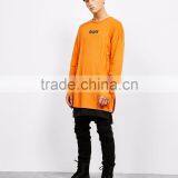 2016 Christmas Long Sleeve T-shirt Wholesale Orange Big Size Apparel Custom Made Mens Over Size Longline Tshirts thumbnail-3