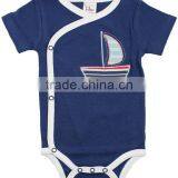 3-6 Months Applique Boat Summer Wear Short Sleeve Newborn Organic Cotton Baby Toddler Clothing Design China thumbnail-1