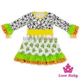 2017 New Design Spring Clothes Ruffle Long Bell Sleeve Frock Design Baby Girl Puffy Dress thumbnail-1