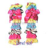 Zebra Light Blue Green Lace Warmers With Hot Pink Bow 2-6Y thumbnail-1