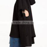 Spring Womens Pullover Black Cool Hollowed-out Hoodies With Hood thumbnail-6