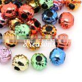 Mixed Round Christmas Rose Flower Pattern Acrylic Charm Beads 8mm thumbnail-1
