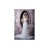 Fairy Strapless White Chiffon Evening Dress Long Wedding Gowns With Beads thumbnail-1