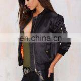 Wholesale Fashion Satin Bomber Jacket Custom Bomber Jacket Woman 2016 thumbnail-3