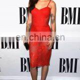 Amigo 2017 Fashion Red Spaghetti Strap Lace Flower Midi Bandage Dress Sexy Evening Dresses for Girls Party thumbnail-1