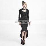 Q-276 Punk Rave Black Military Uniform High-low Fishtail Skirt thumbnail-5